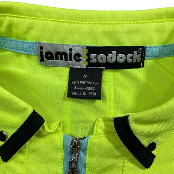 Jamie Sadock Medium Yellow White 1/4 Zip Collared Polo Sleeveless Polyester Blen - Picture 3 of 4